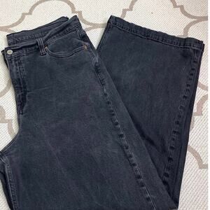 Gap high rise stride washed black wide leg jeans, size 18